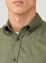 Men's Button Down Flannel Shirt in Sea Moss Melange