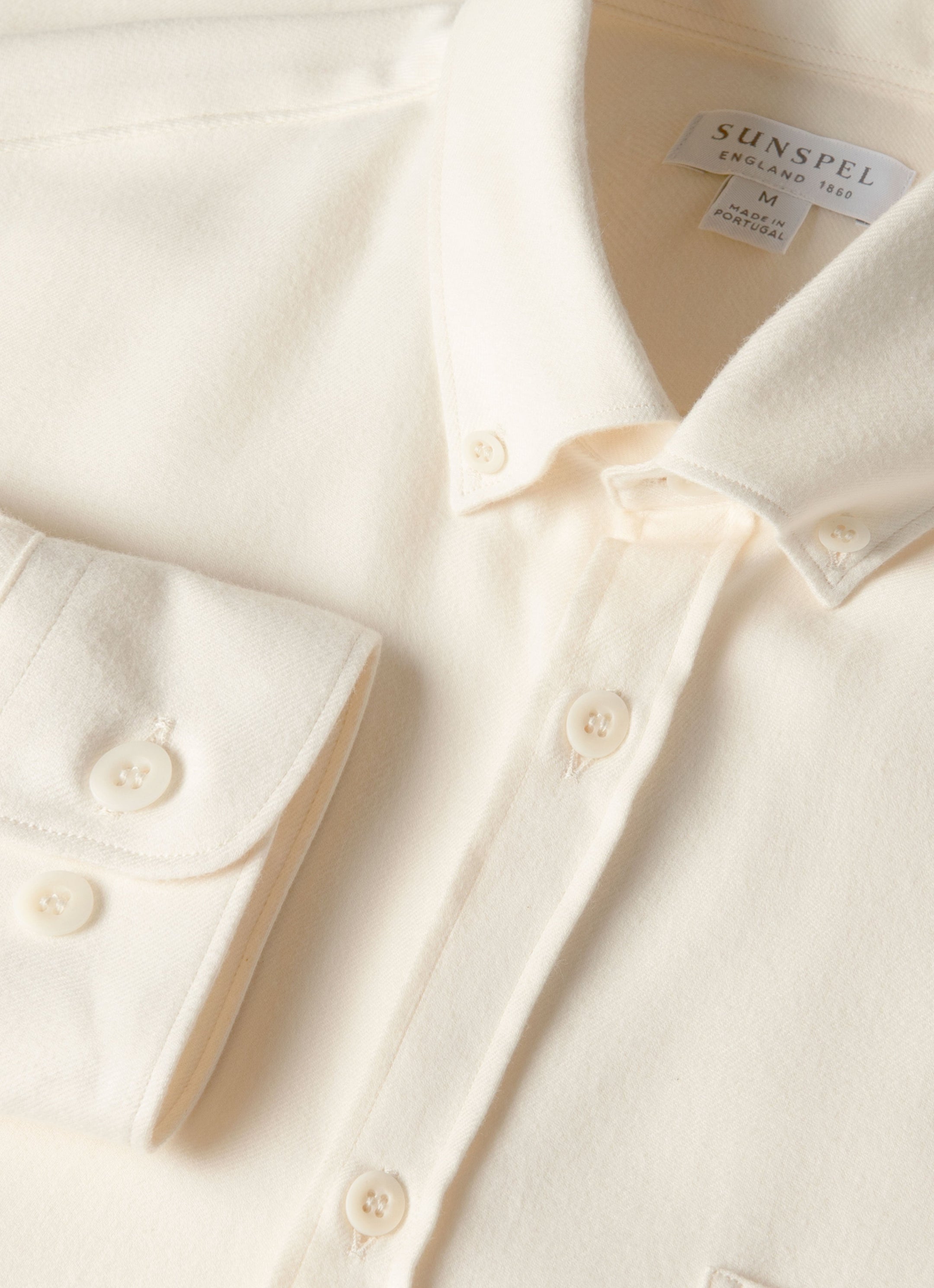 Men's Button Down Flannel Shirt in Ecru