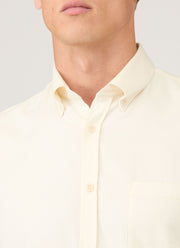 Men's Button Down Flannel Shirt in Ecru