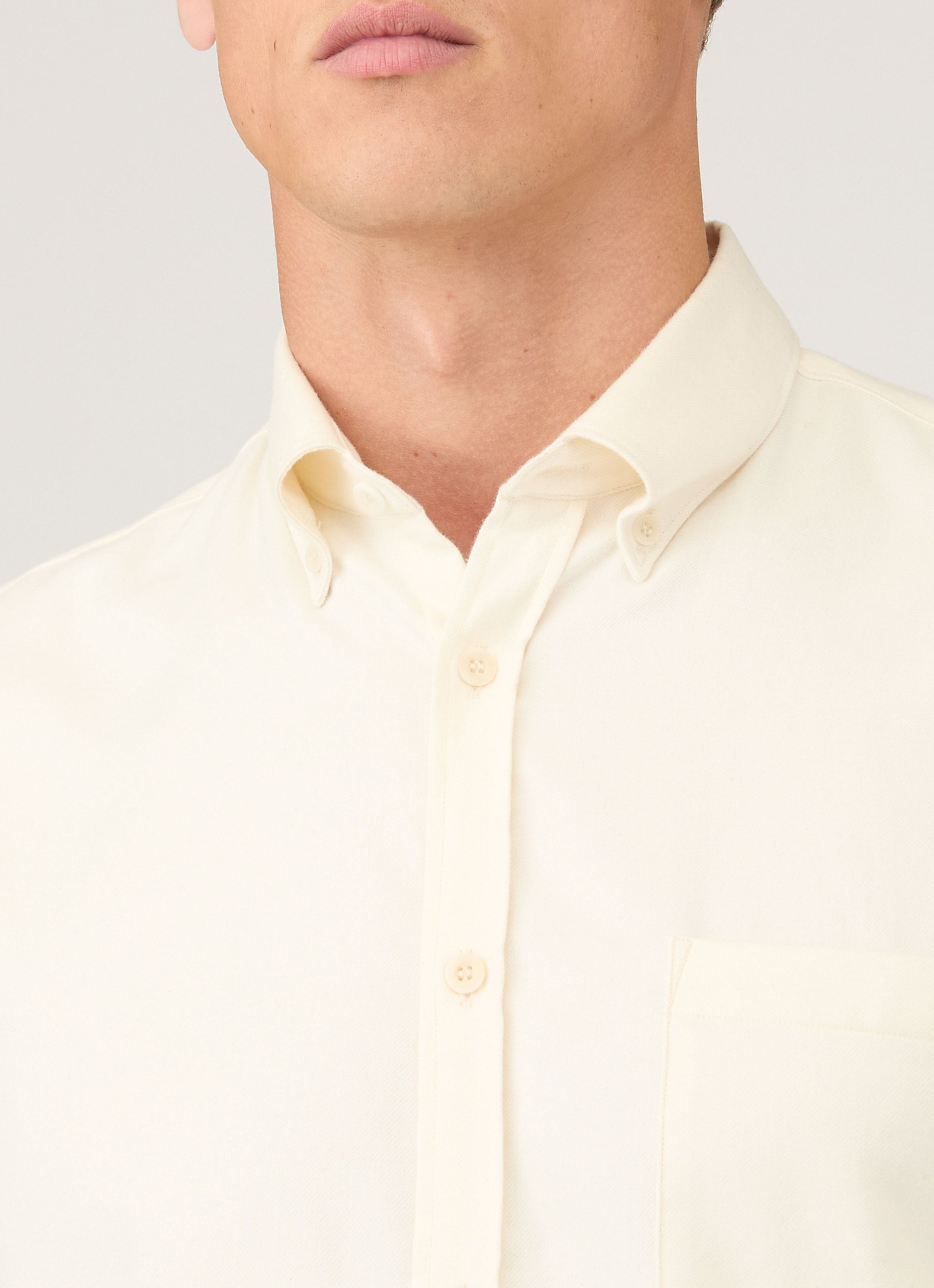 Men's Button Down Flannel Shirt in Ecru