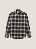 Men's Button Down Flannel Shirt in Black Melton Check