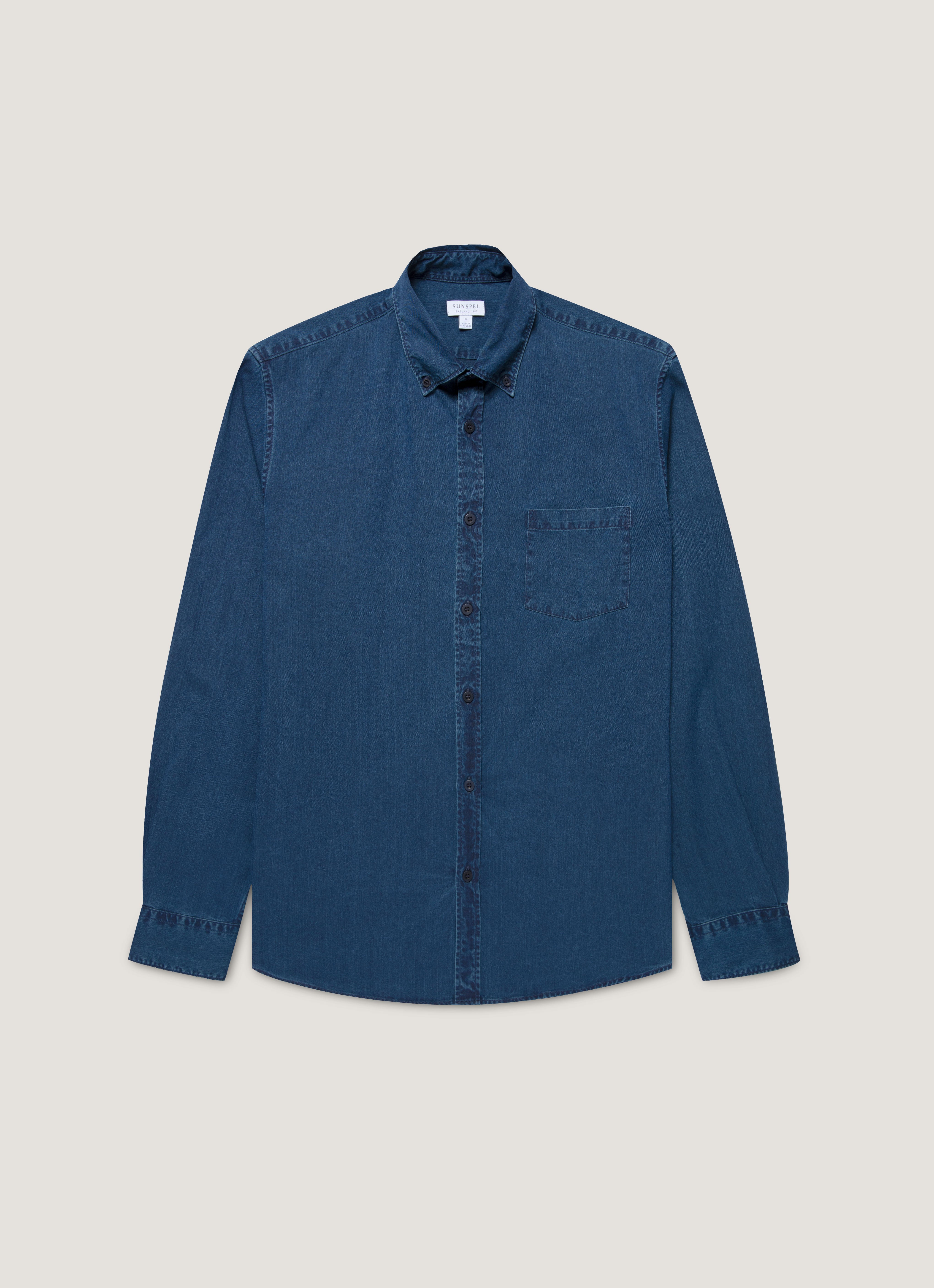 Men's Button Down Denim Shirt in Indigo | Sunspel