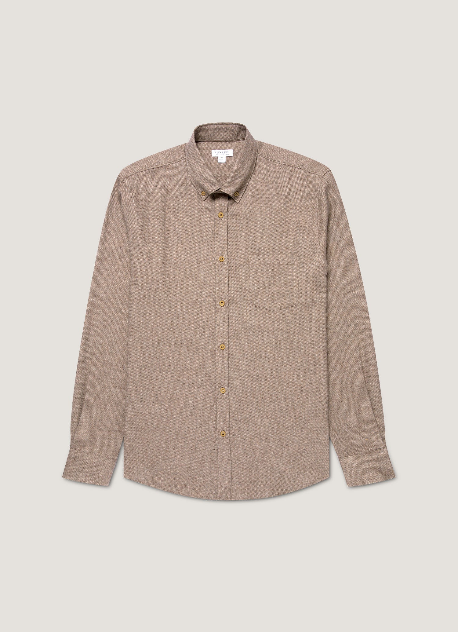 Men's Brushed Cotton Shirt in Light Brown Melange