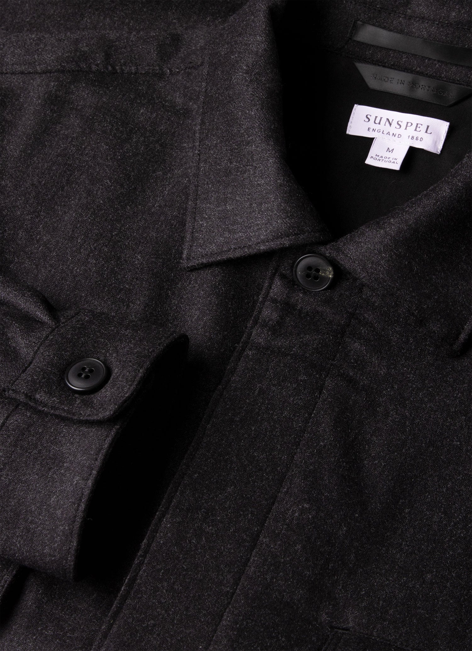 Men's Wool Cashmere Flannel Overshirt in Charcoal Melange