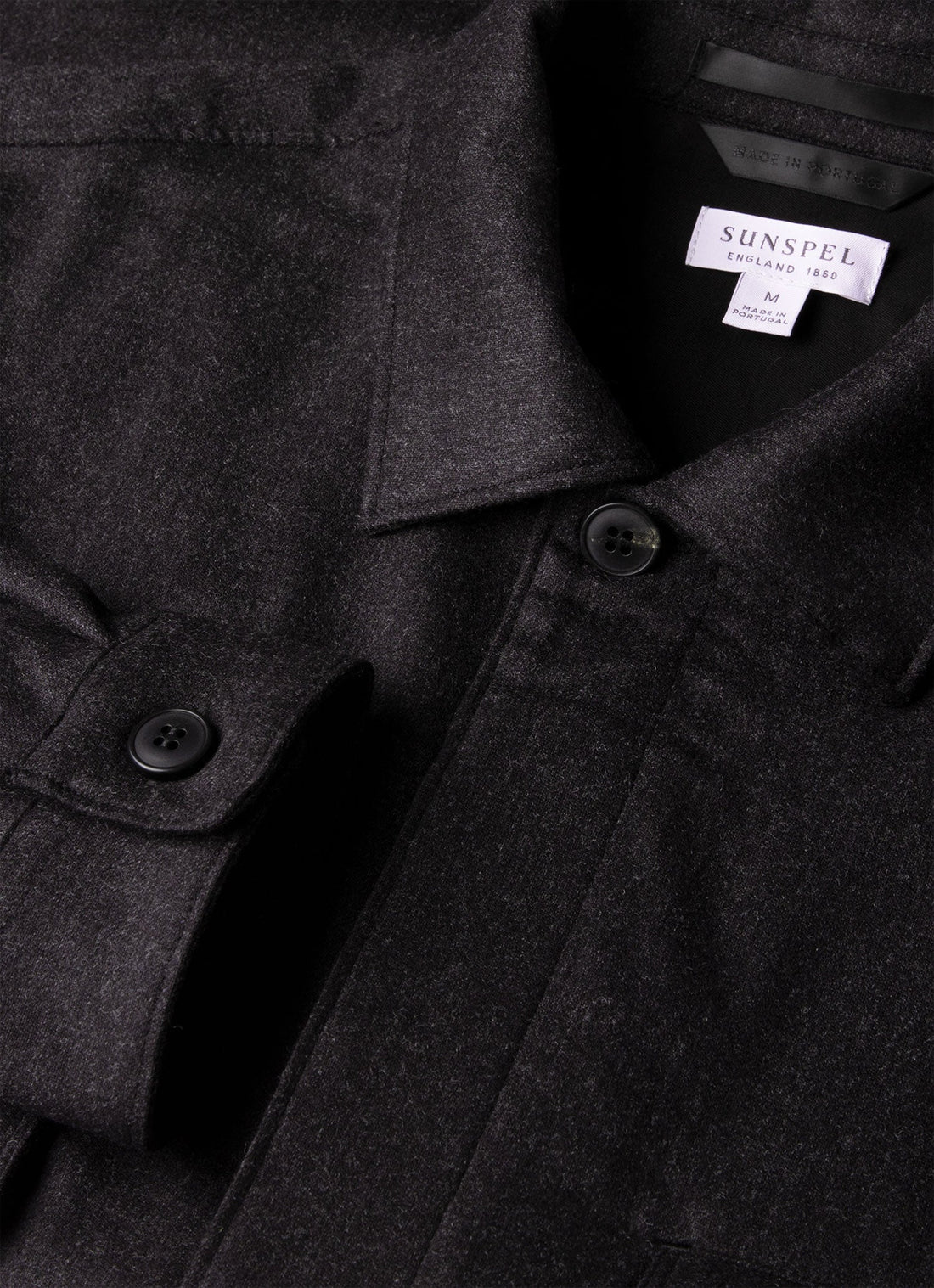 Men's Wool Cashmere Flannel Overshirt in Charcoal Melange