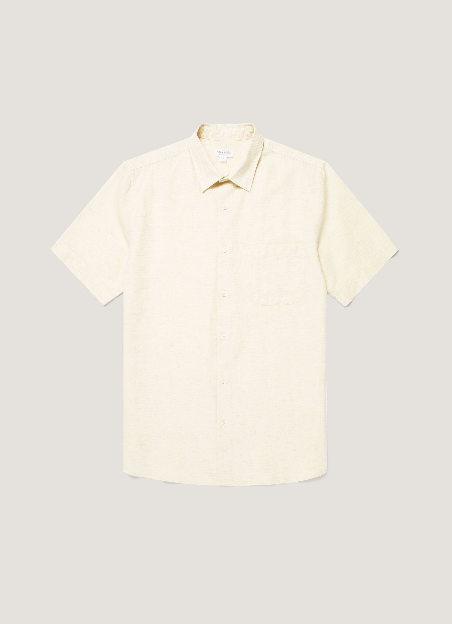 Men's Short Sleeve Cotton Linen Shirt in Ecru