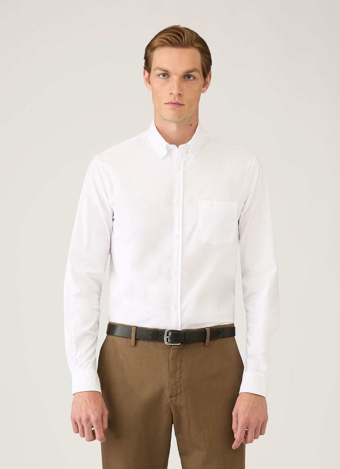 Men's Button Down Poplin Shirt in White