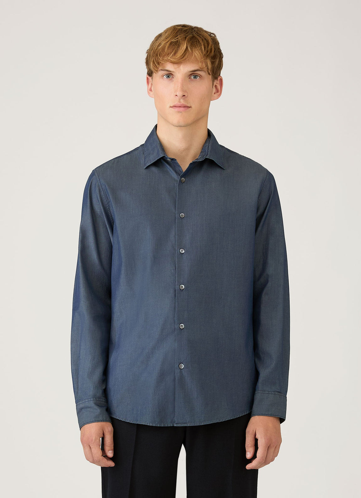 Men's Sea Island Cotton Shirt in Indigo