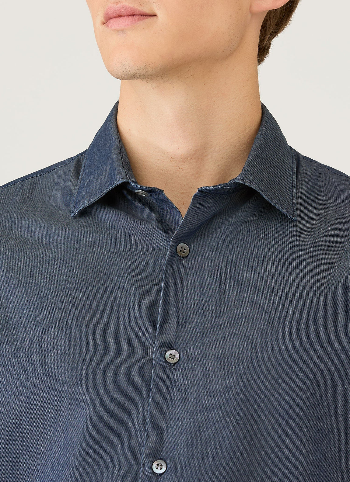 Men's Sea Island Cotton Shirt in Indigo