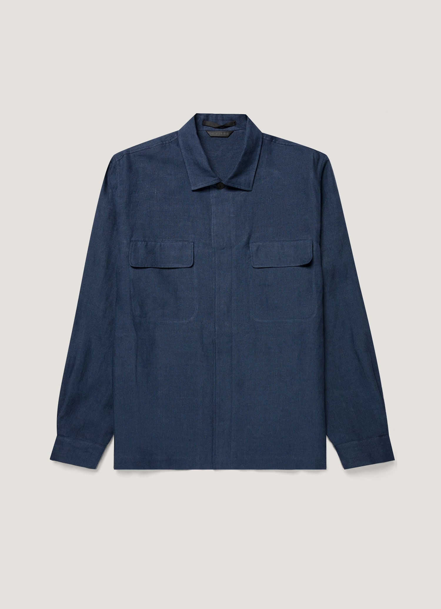 Men's Linen Overshirt in Light Navy | Sunspel