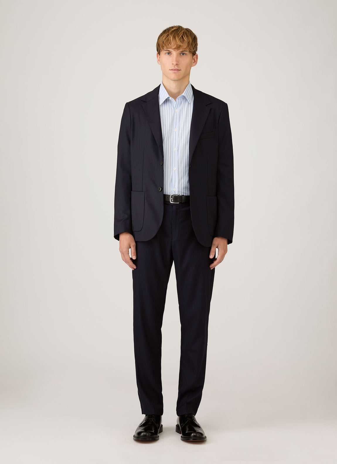 Men's Poplin Shirt in Sky Blue/White/Navy