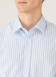 Men's Poplin Shirt in Sky Blue/White/Navy
