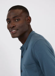 Men's Sea Island Cotton Knit Shirt in Dark Petrol