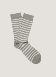 Men's Cotton Socks in Pastel Green/Ecru