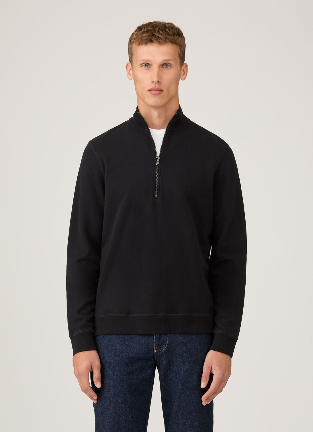 Men's Half Zip Loopback Sweatshirt in Black