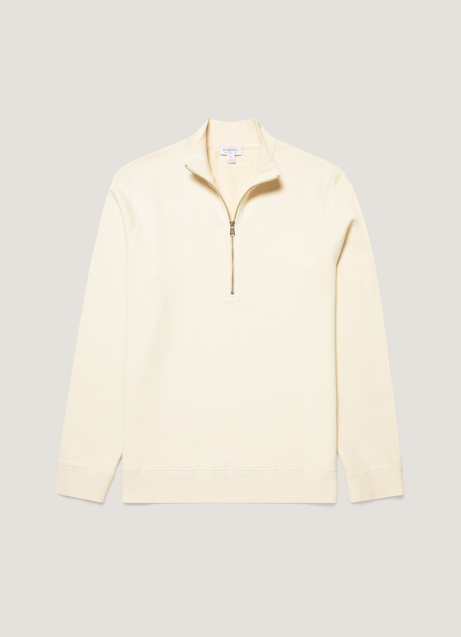 Men's Half Zip Loopback Sweatshirt in Undyed | Sunspel