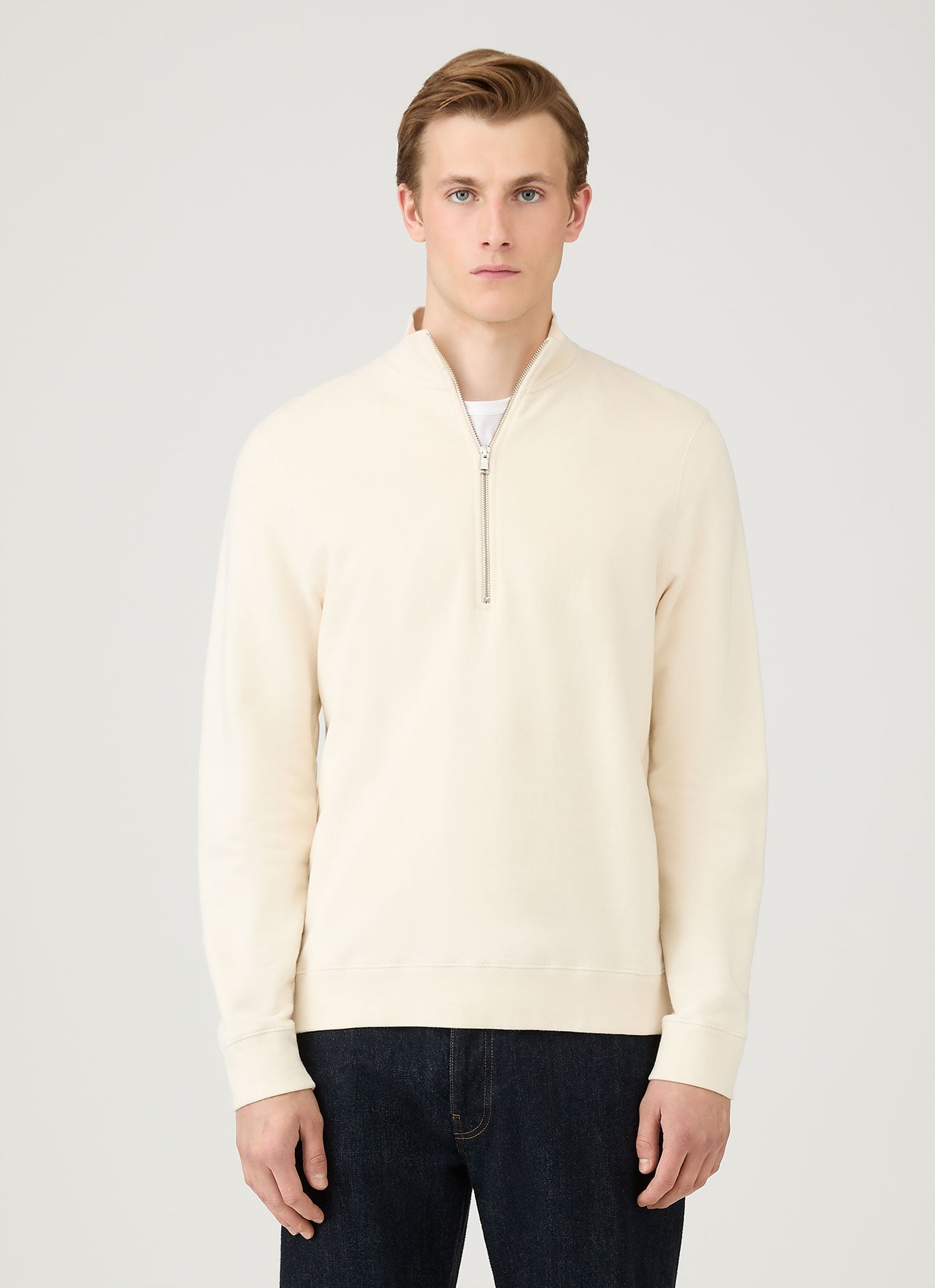 Men's Undyed Half Zip Loopback Sweatshirt in Undyed