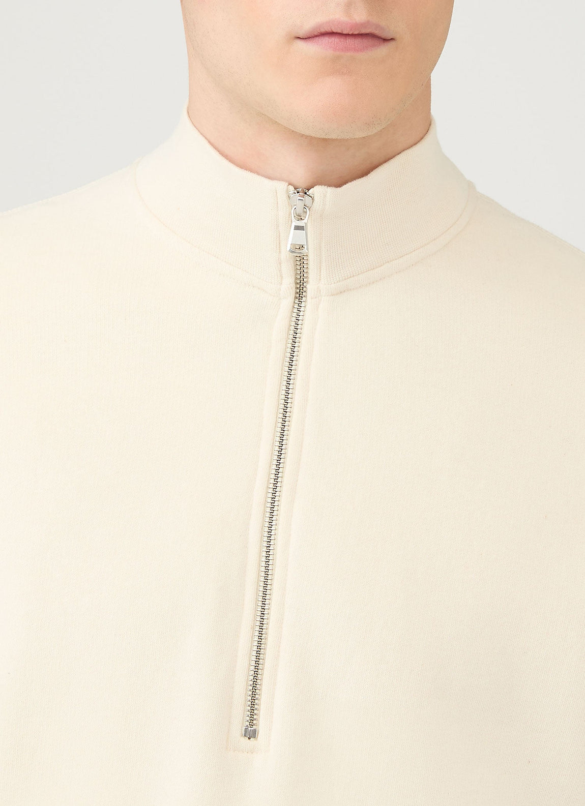 Men's Undyed Half Zip Loopback Sweatshirt in Undyed
