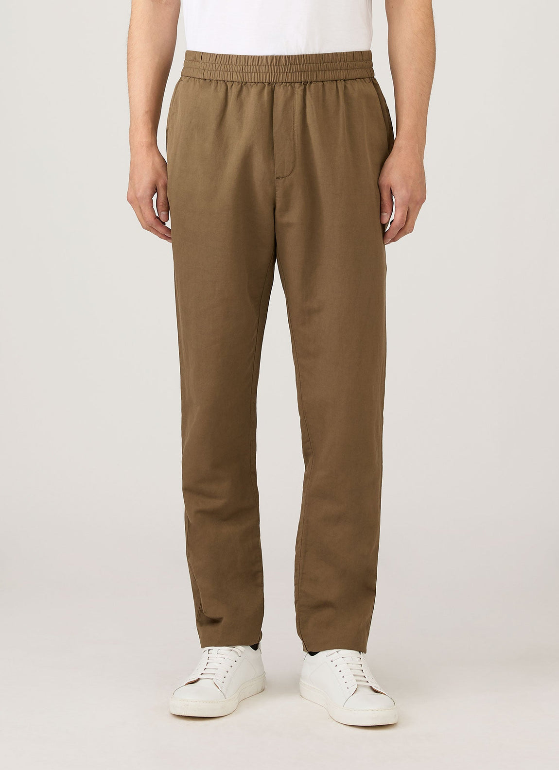 Men's Cotton Linen Drawstring Trouser in Dark Cedar