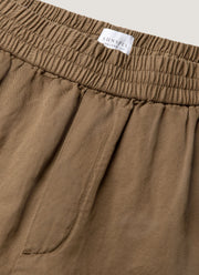 Men's Cotton Linen Drawstring Trouser in Dark Cedar
