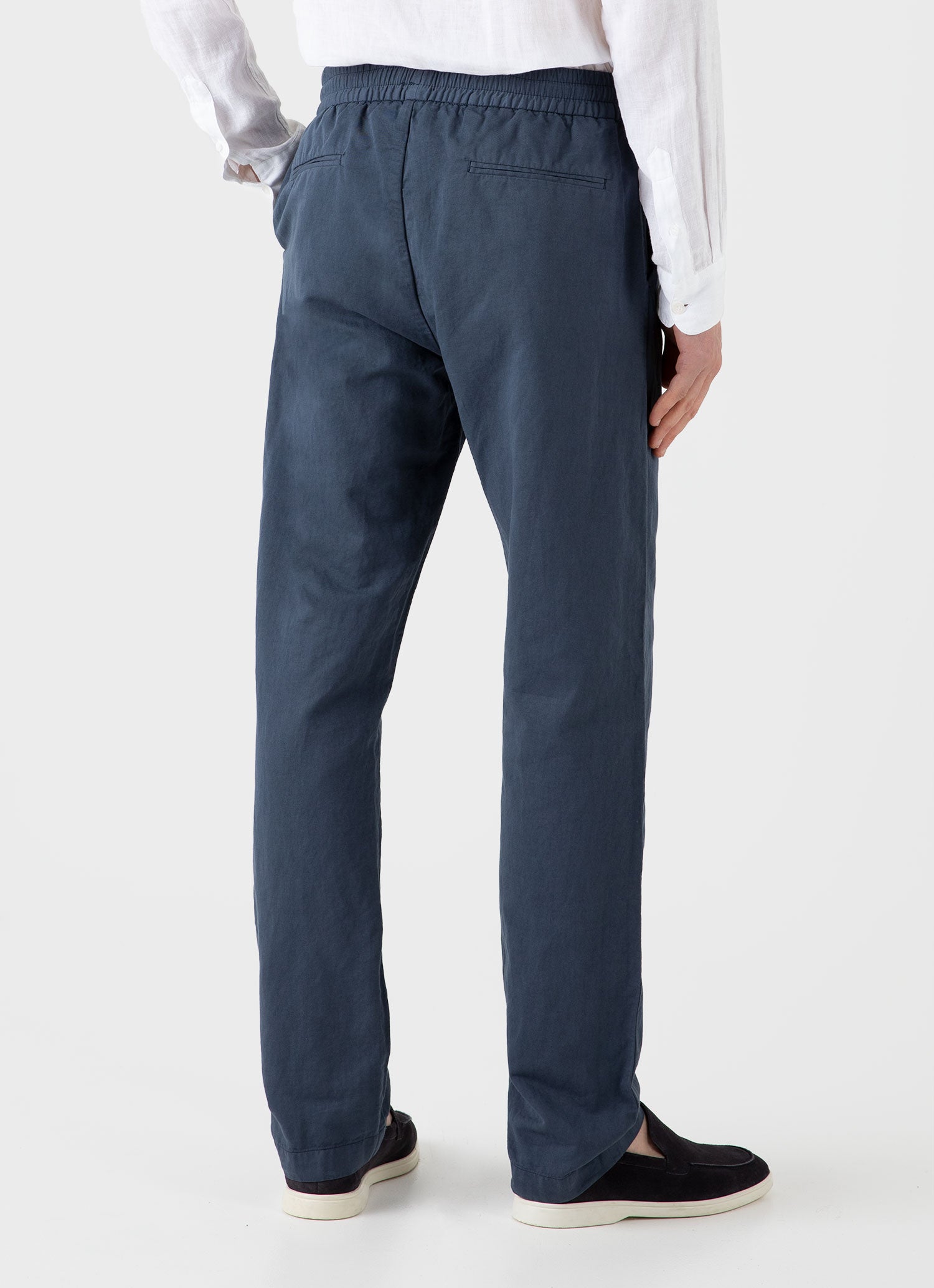 Men's Cotton Linen Drawstring Trouser in Shale Blue