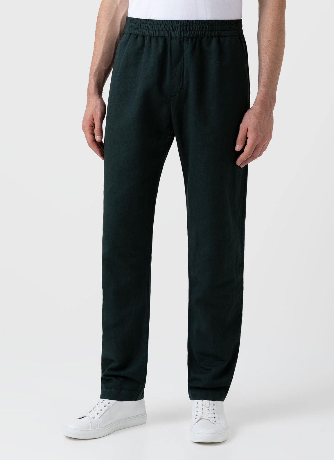 Men's Cotton Linen Drawstring Trouser in Seaweed