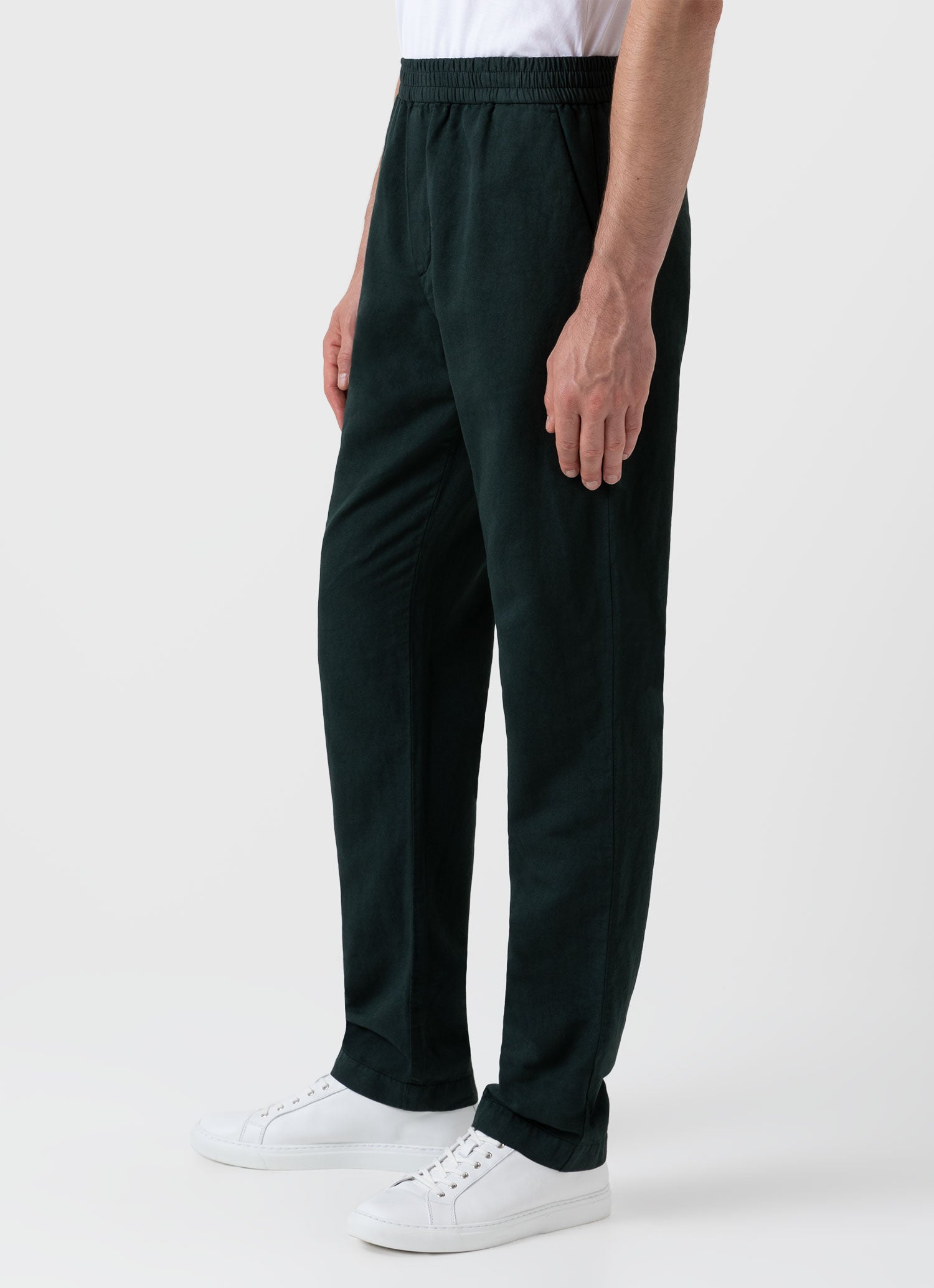 Men's Cotton Linen Drawstring Trouser in Seaweed
