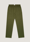Men's Cotton Linen Drawstring Trouser in Deep Olive