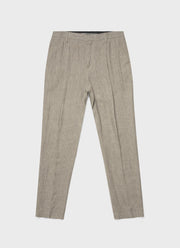 Men's Pleated Linen Trouser in Dark Stone