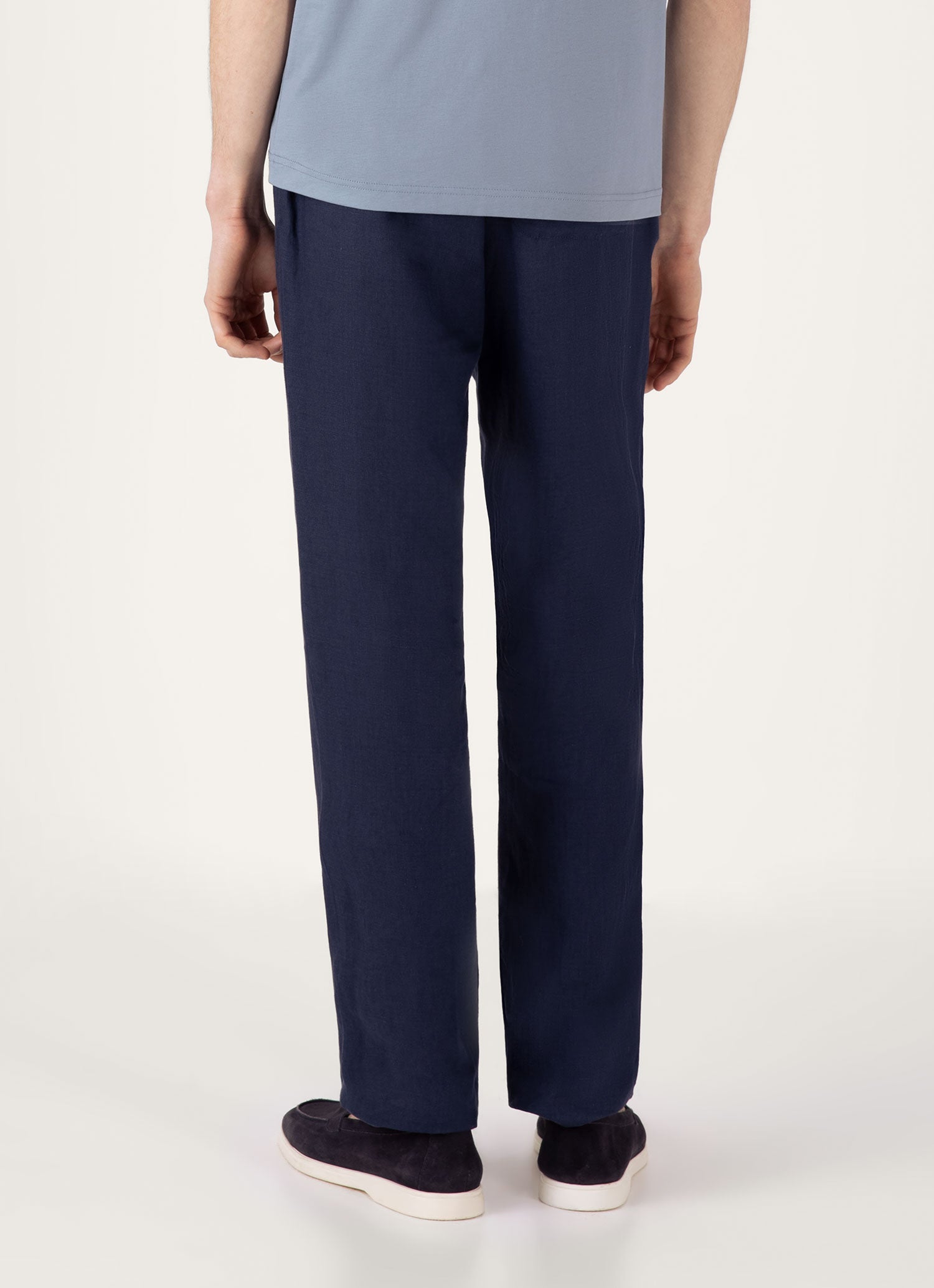Men's Linen Drawstring Trouser in Light Navy