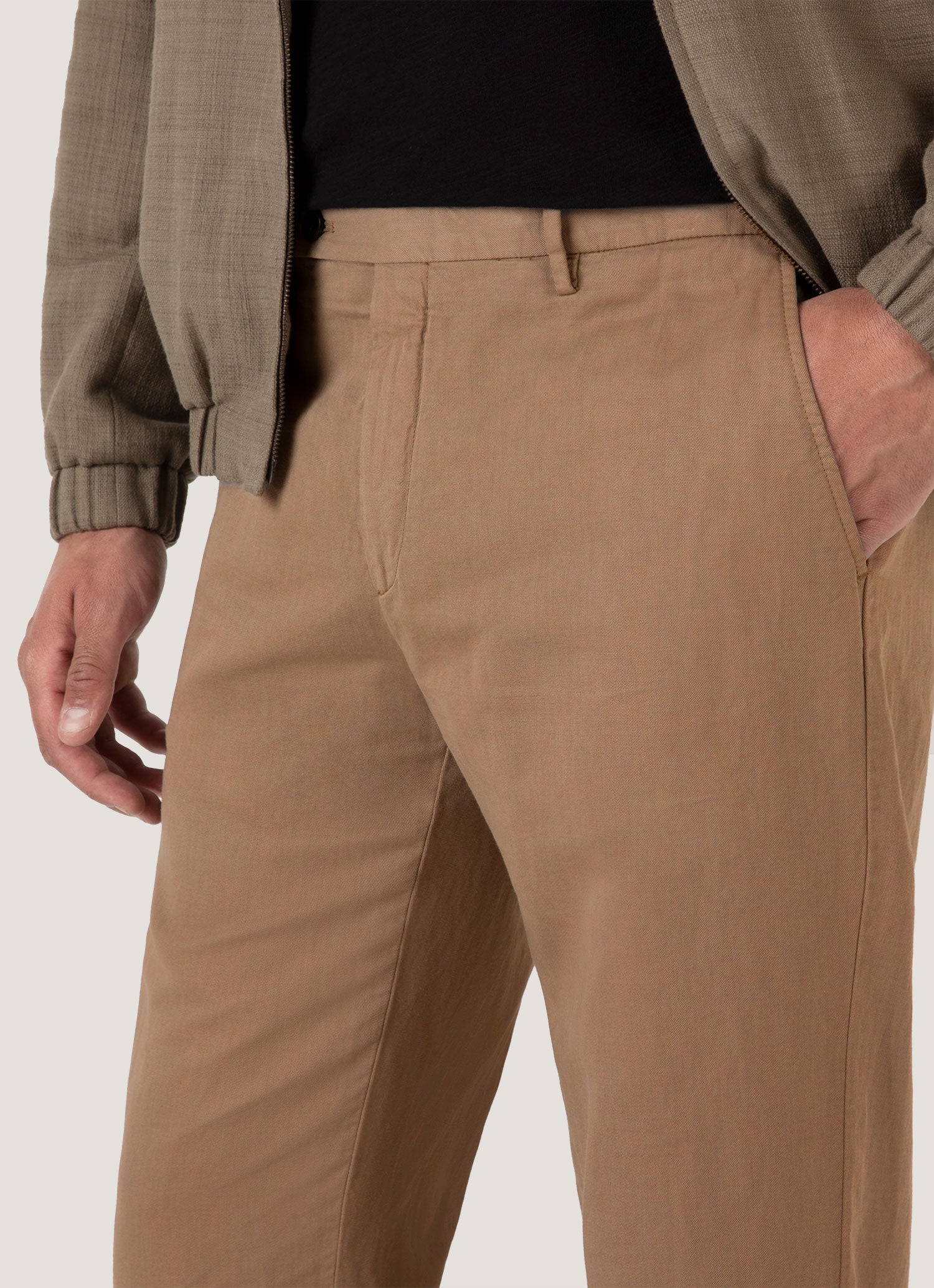Men's Cotton Linen Trouser in Dark Tan