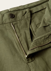 Men's Cotton Linen Trouser in Deep Olive