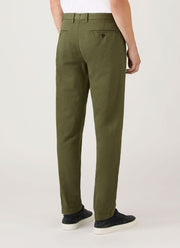 Men's Cotton Linen Trouser in Deep Olive