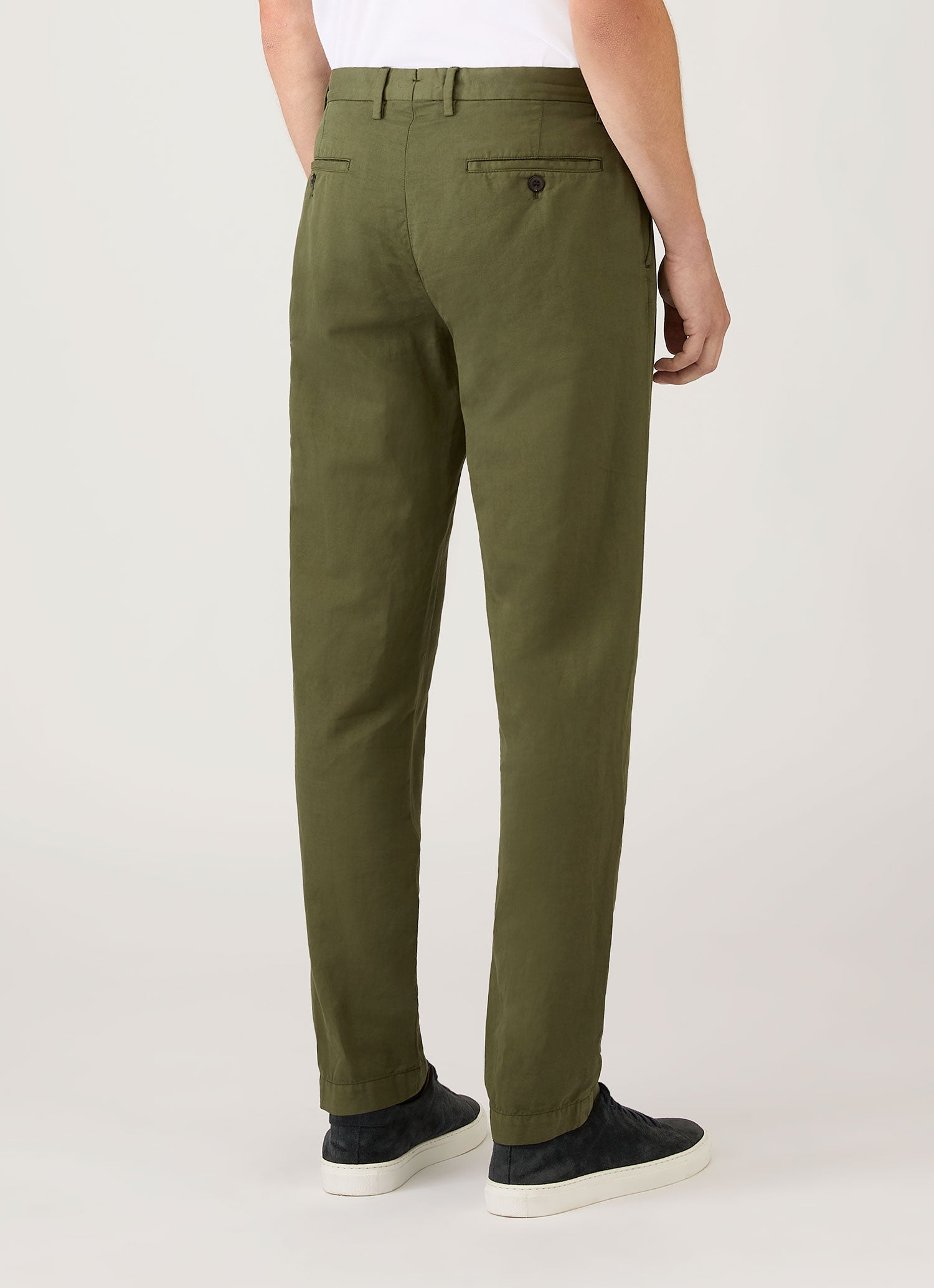 Men's Cotton Linen Trouser in Deep Olive
