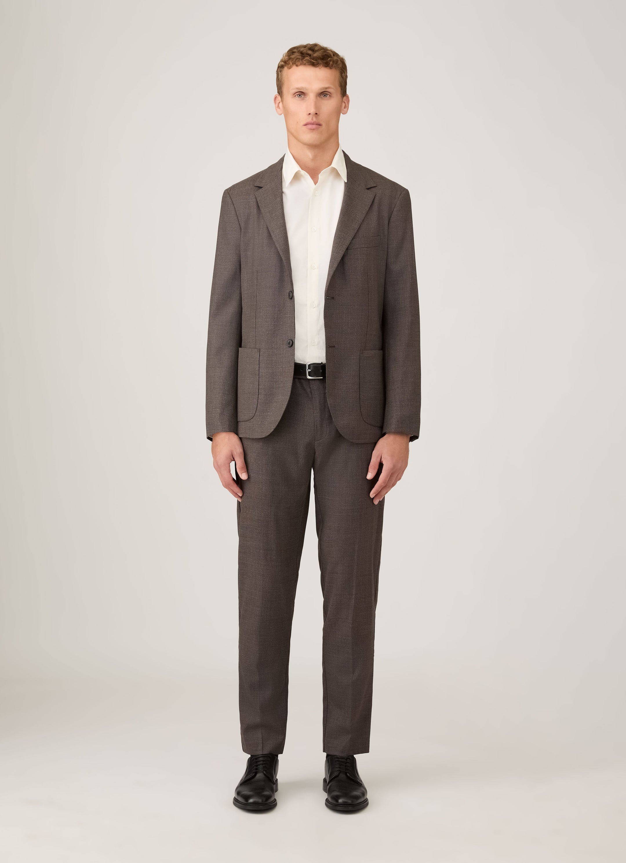 Men's Lightweight Travel Wool Trouser in Light Coffee Melange