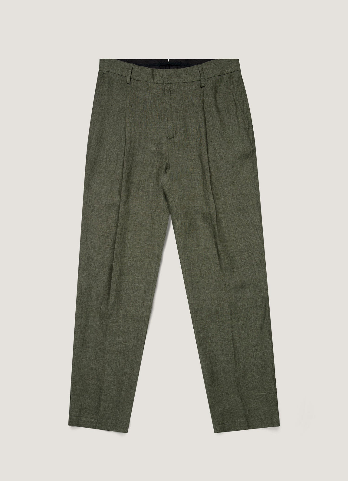 Men's Pleated Linen Trouser in Hunter Green