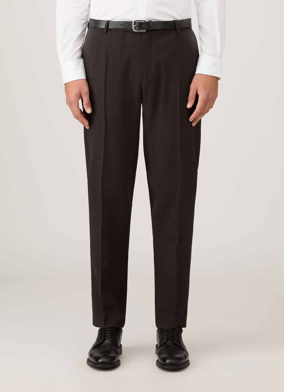 Men's Textured Wool Trouser in Truffle
