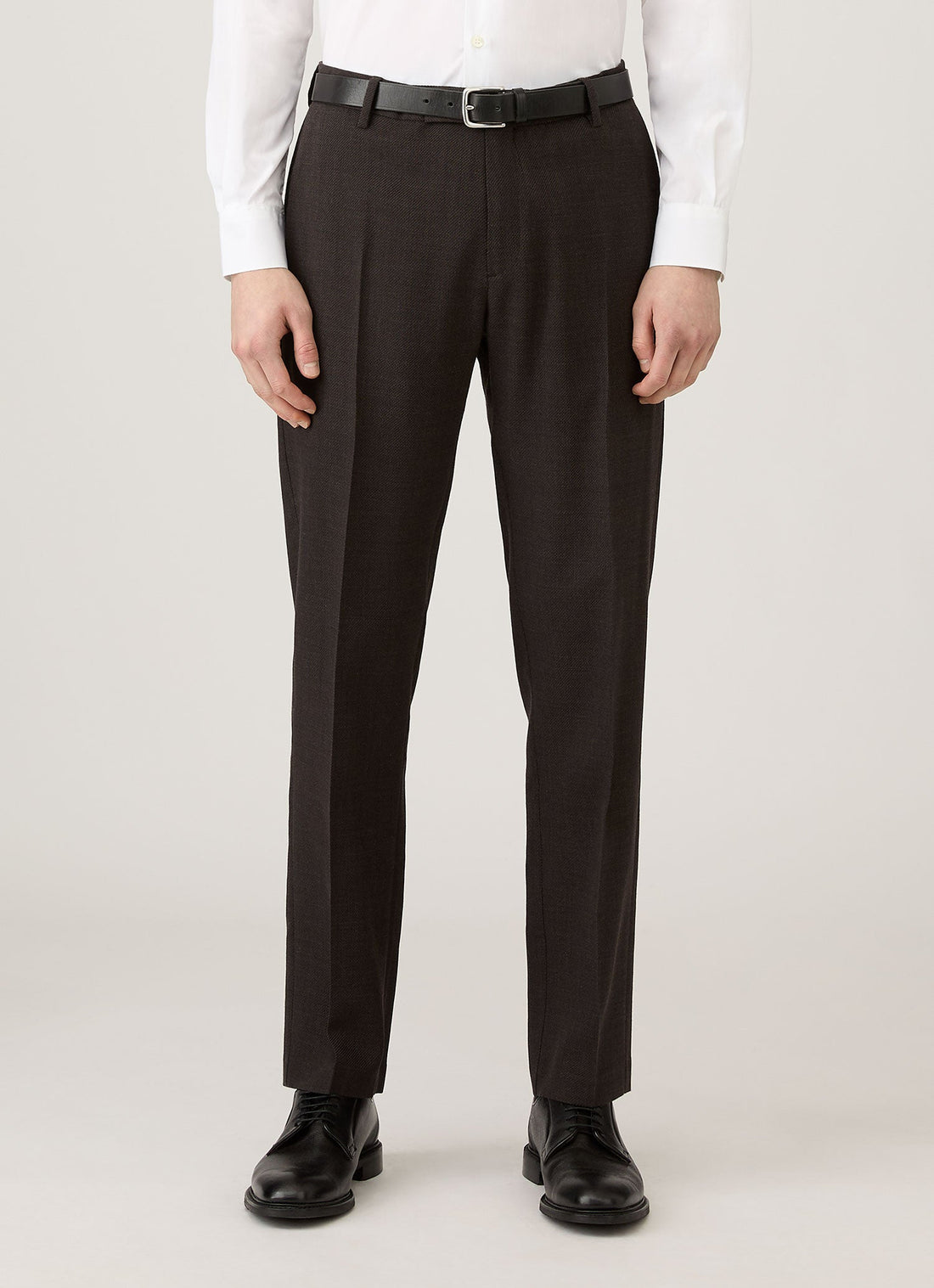 Men's Textured Wool Trouser in Truffle