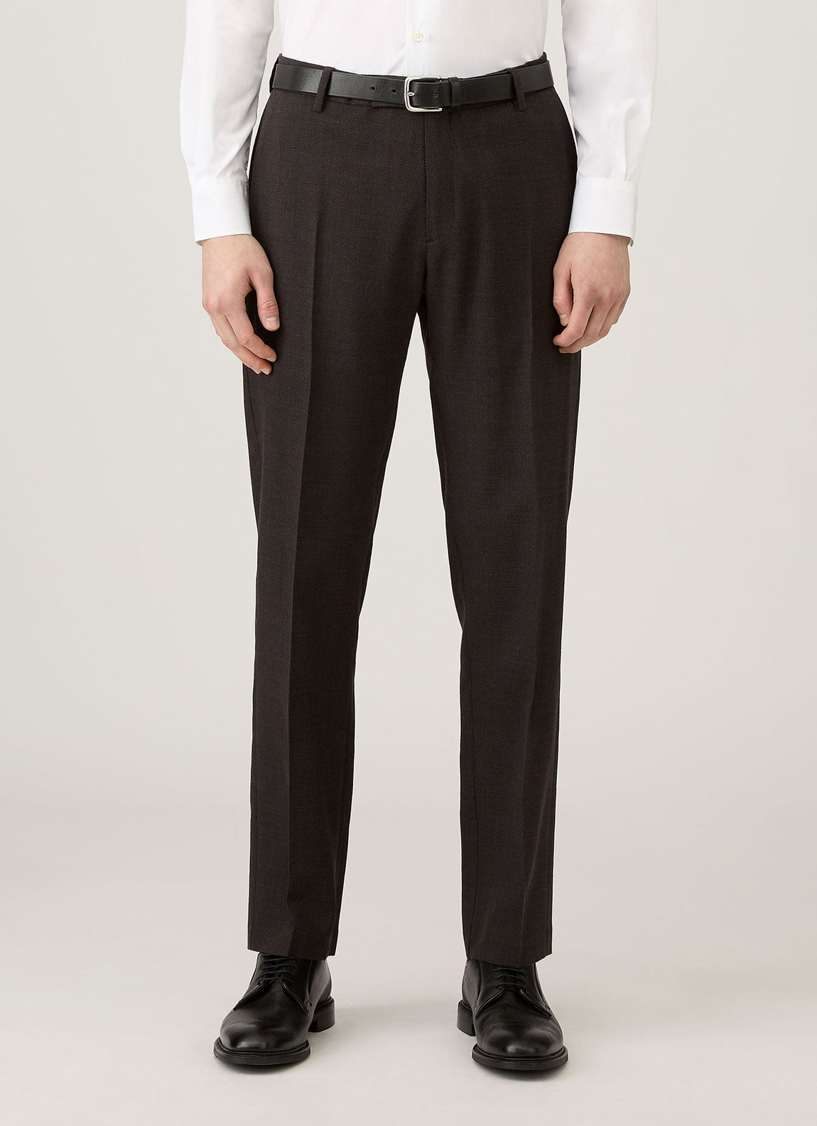 Men's Textured Wool Trouser in Truffle