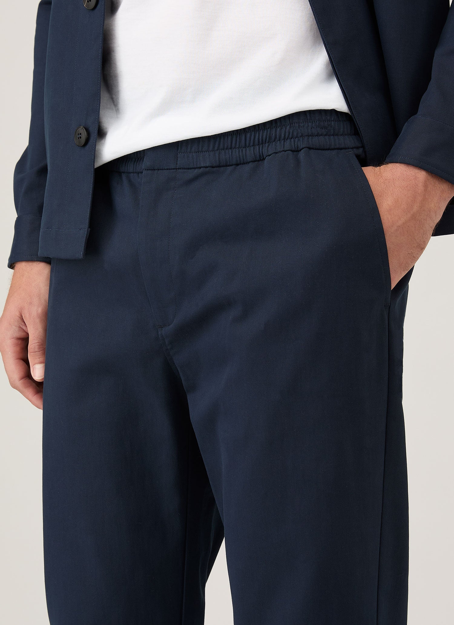 Men's Cotton Cashmere Drawstring Trouser in Navy