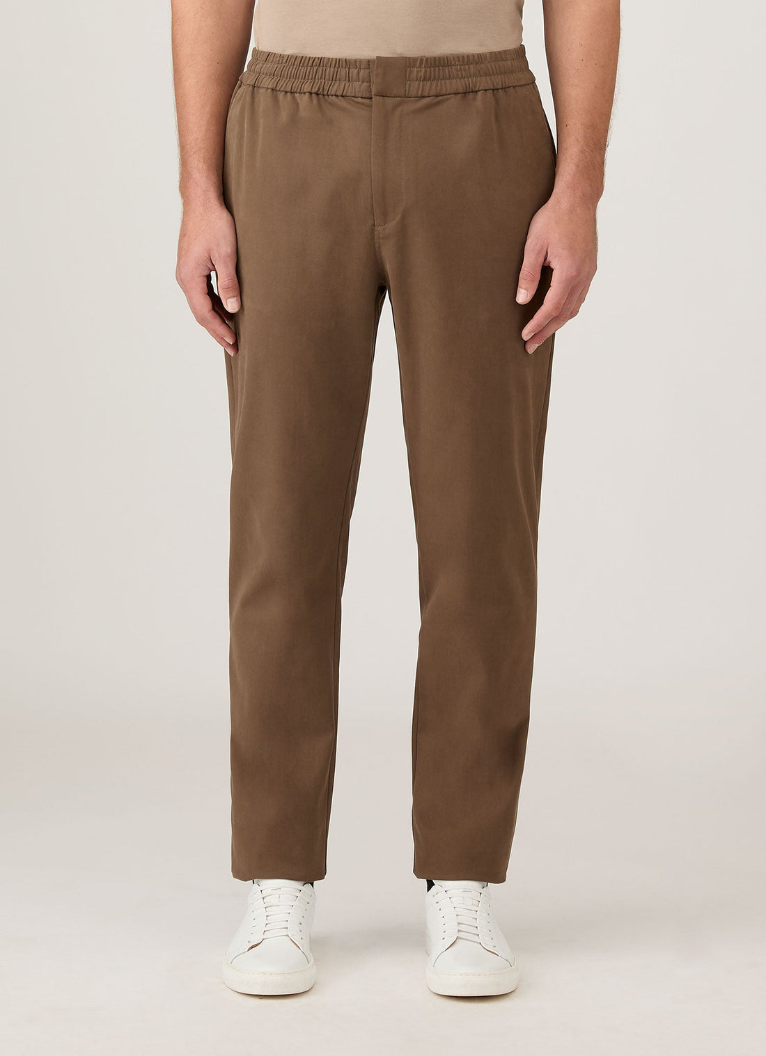 Men's Cotton Cashmere Drawstring Trouser in Dark Stone