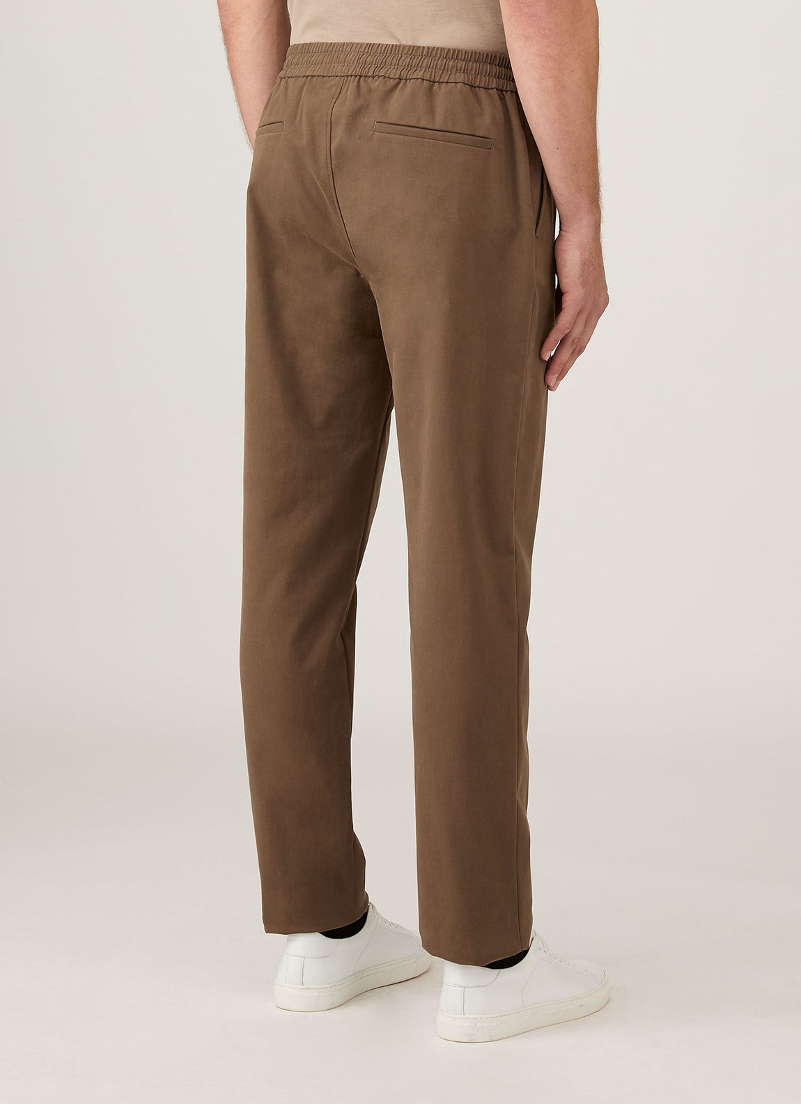 Men's Cotton Cashmere Drawstring Trouser in Dark Stone