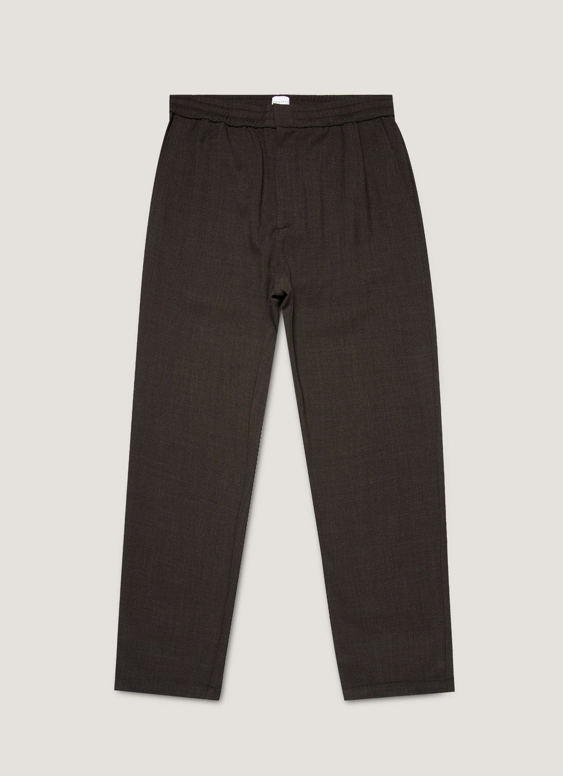 Men's Textured Wool Drawstring Trouser in Truffle