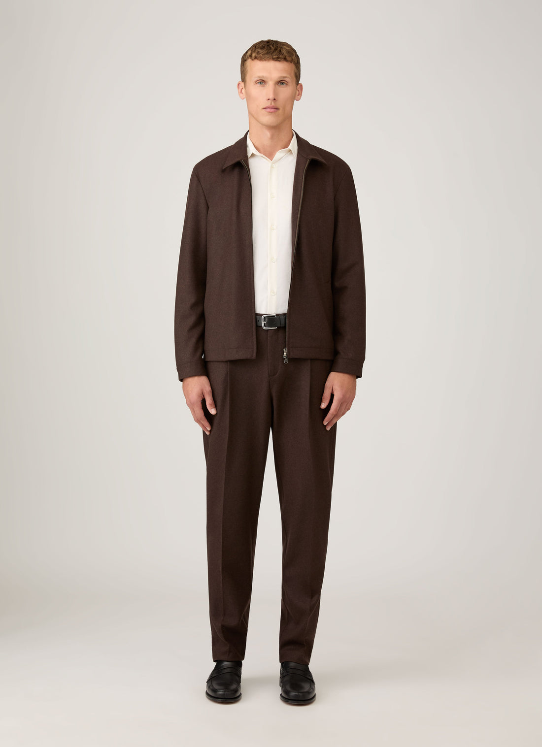 Men's Boiled Wool Trouser in Truffle