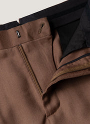 Men's Pleated Wool Twill Trouser in Light Brown