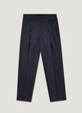 Men's Pleated Wool Twill Trouser in Navy