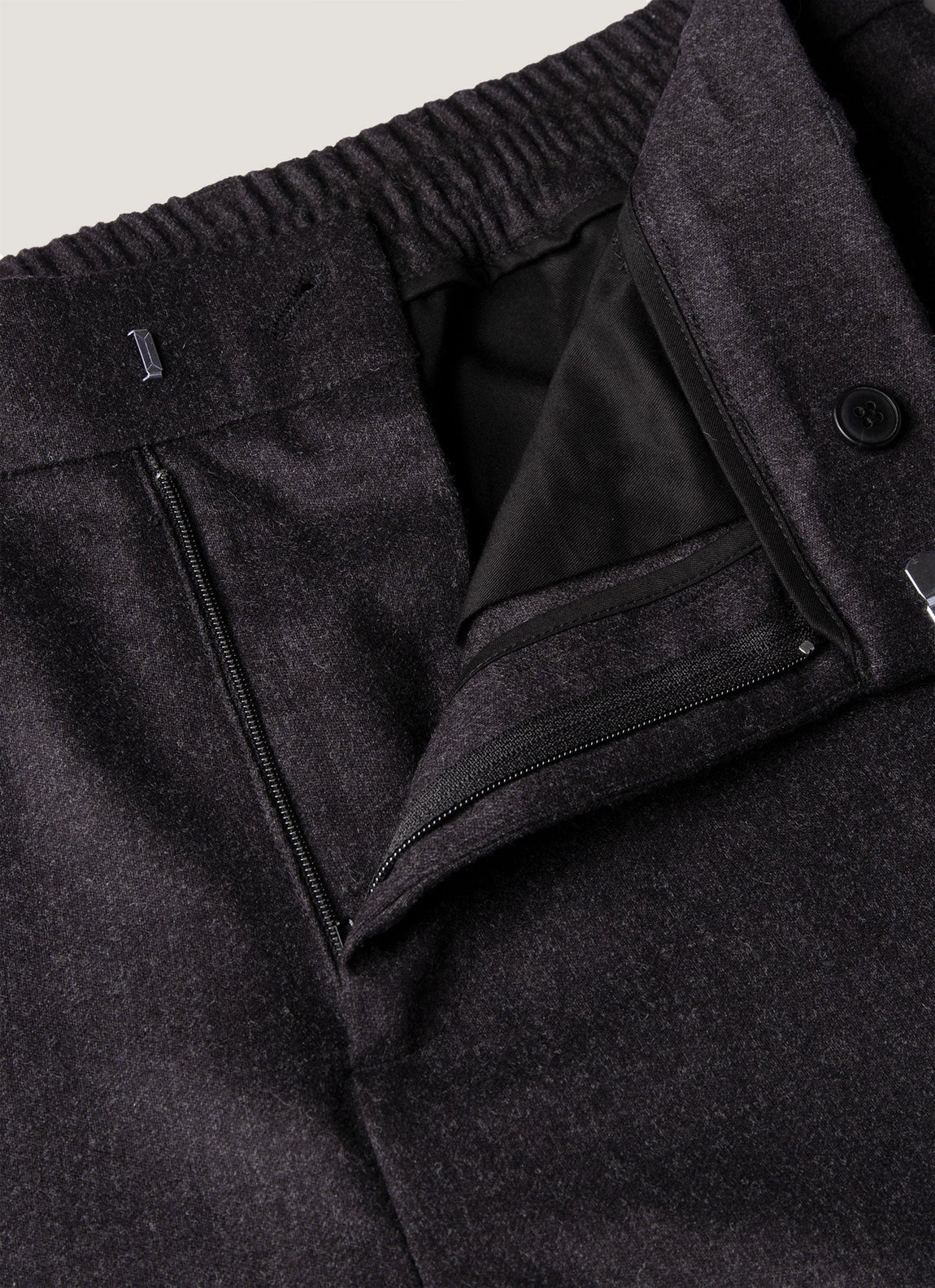 Men's Wool Cashmere Flannel Trouser in Charcoal Melange