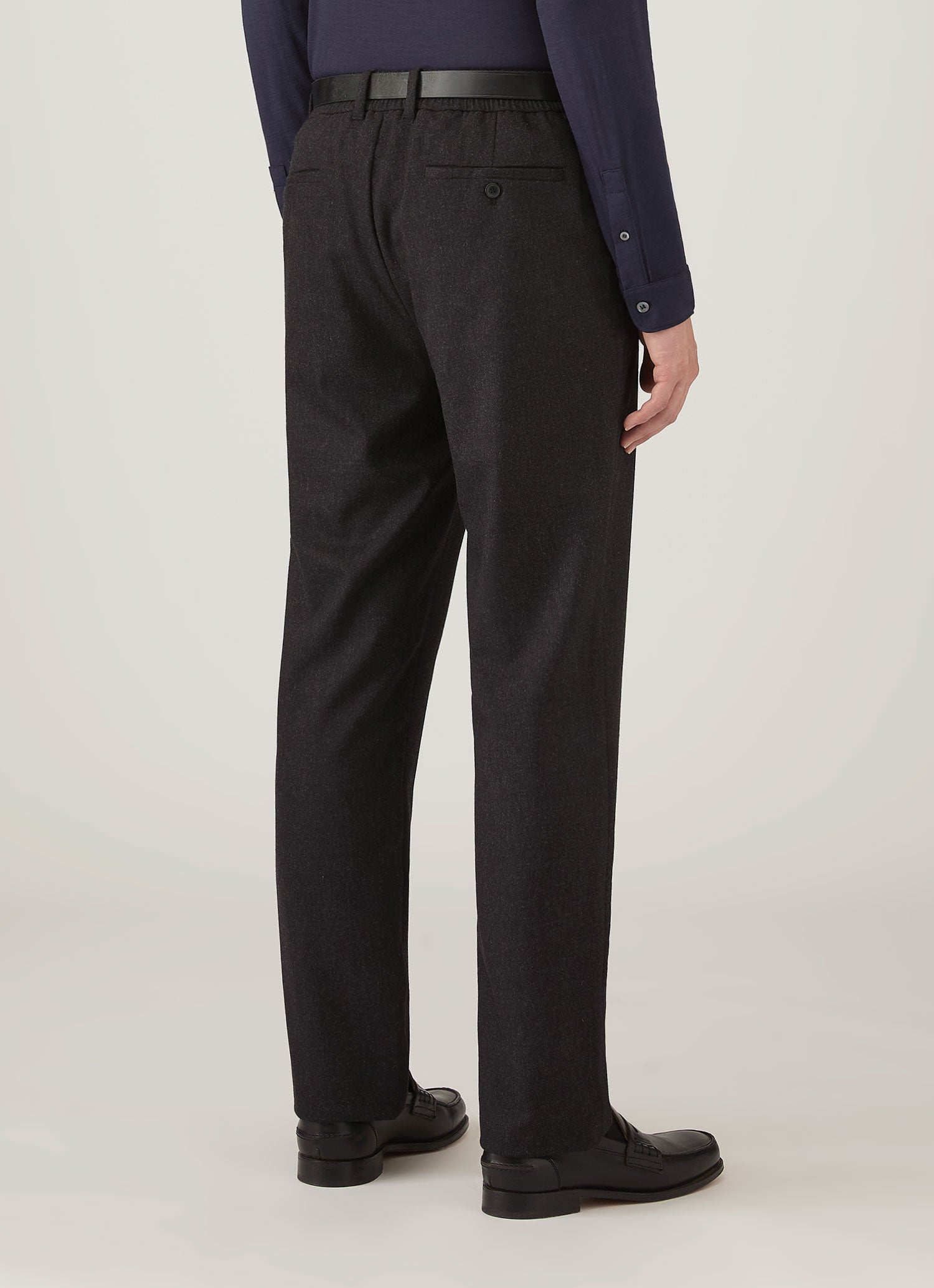 Men's Wool Cashmere Flannel Trouser in Charcoal Melange
