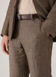 Men's Linen Trouser in Dark Walnut