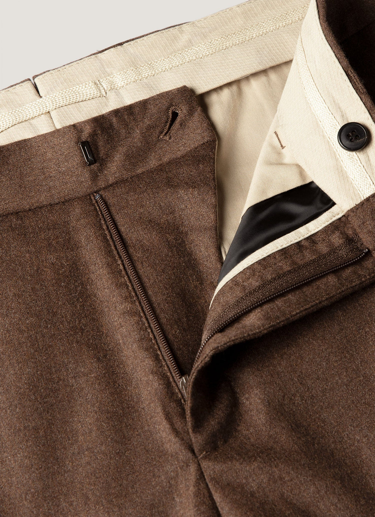 Men's Wool Cashmere Flannel Two-Piece Suit in Light Brown Melange